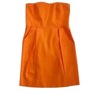 Theory Fabulous Orange Stretch Cotton Strapless Dress size 4